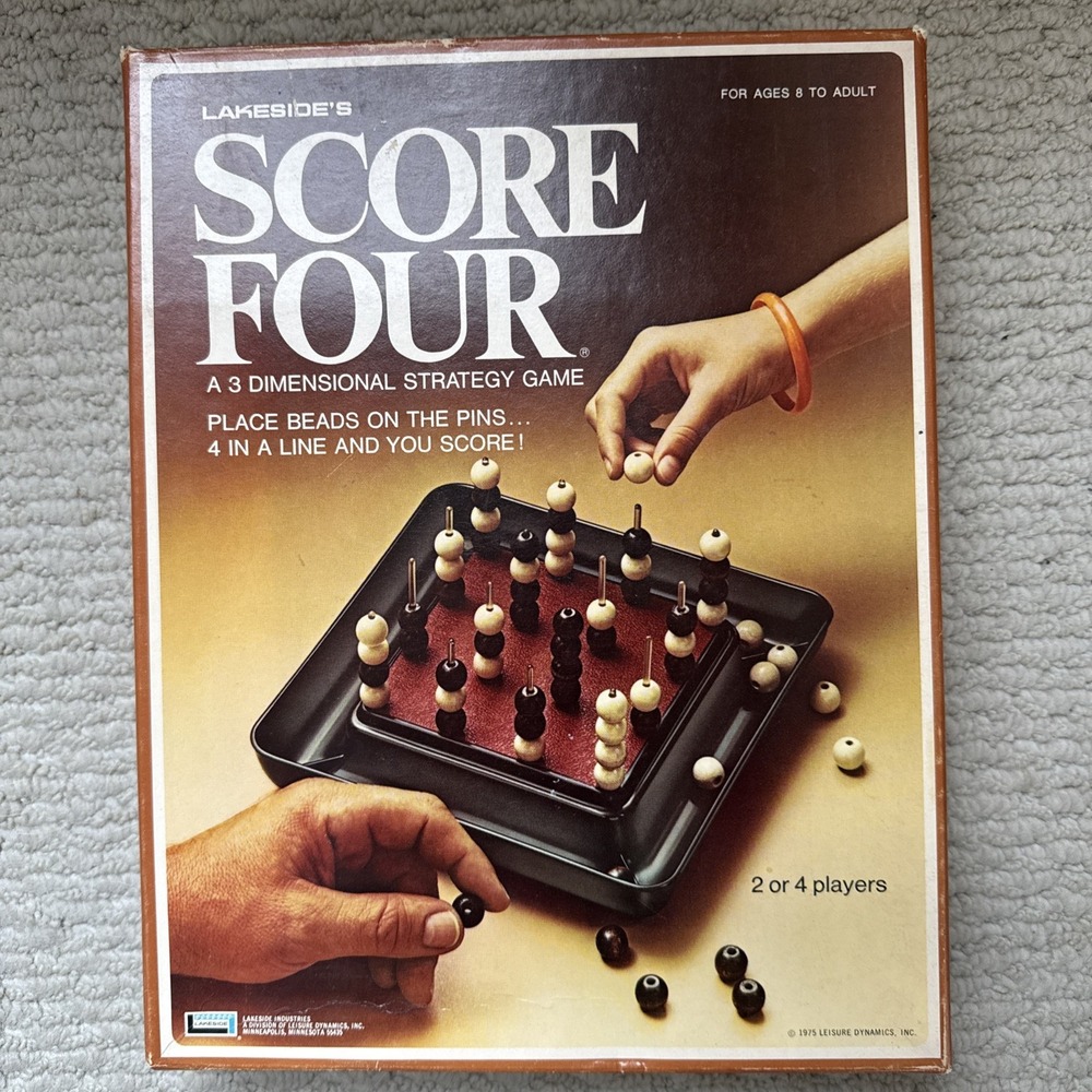 Vintage Score Four Lakeside 1975 3D Strategy Board Game 8325 Complete